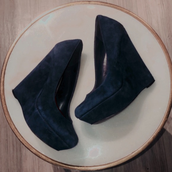 BAKERS | Blue Suede Wedge Heel - Picture 1 of 7